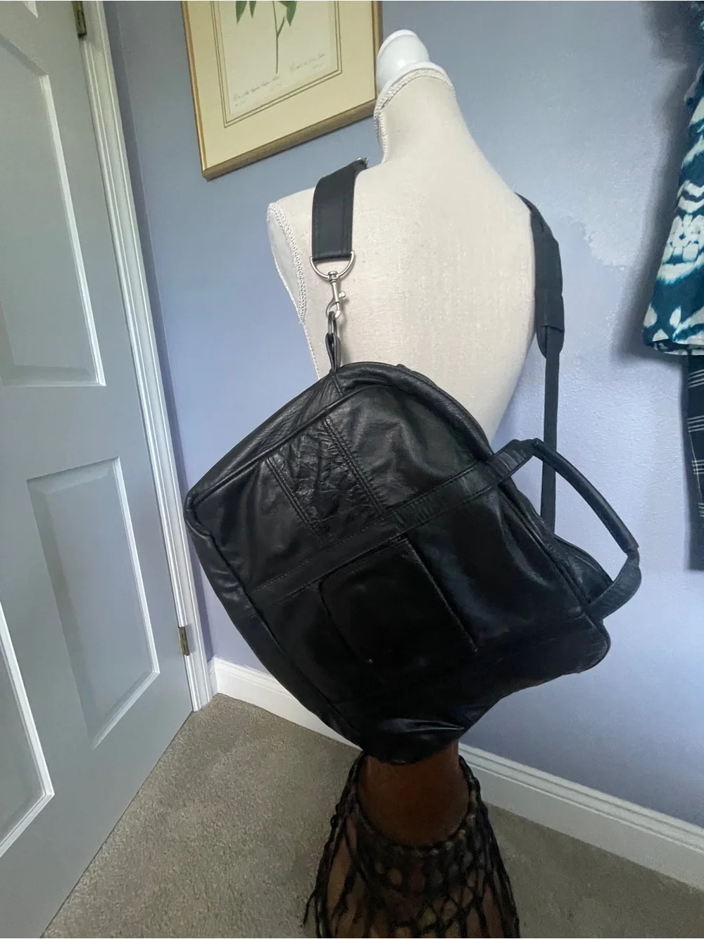 Black Leather Briefcase/Messenger Bag 12